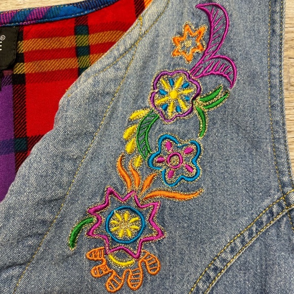 vintage 90s Carol Little : denim & plaid dress - Picture 9 of 16